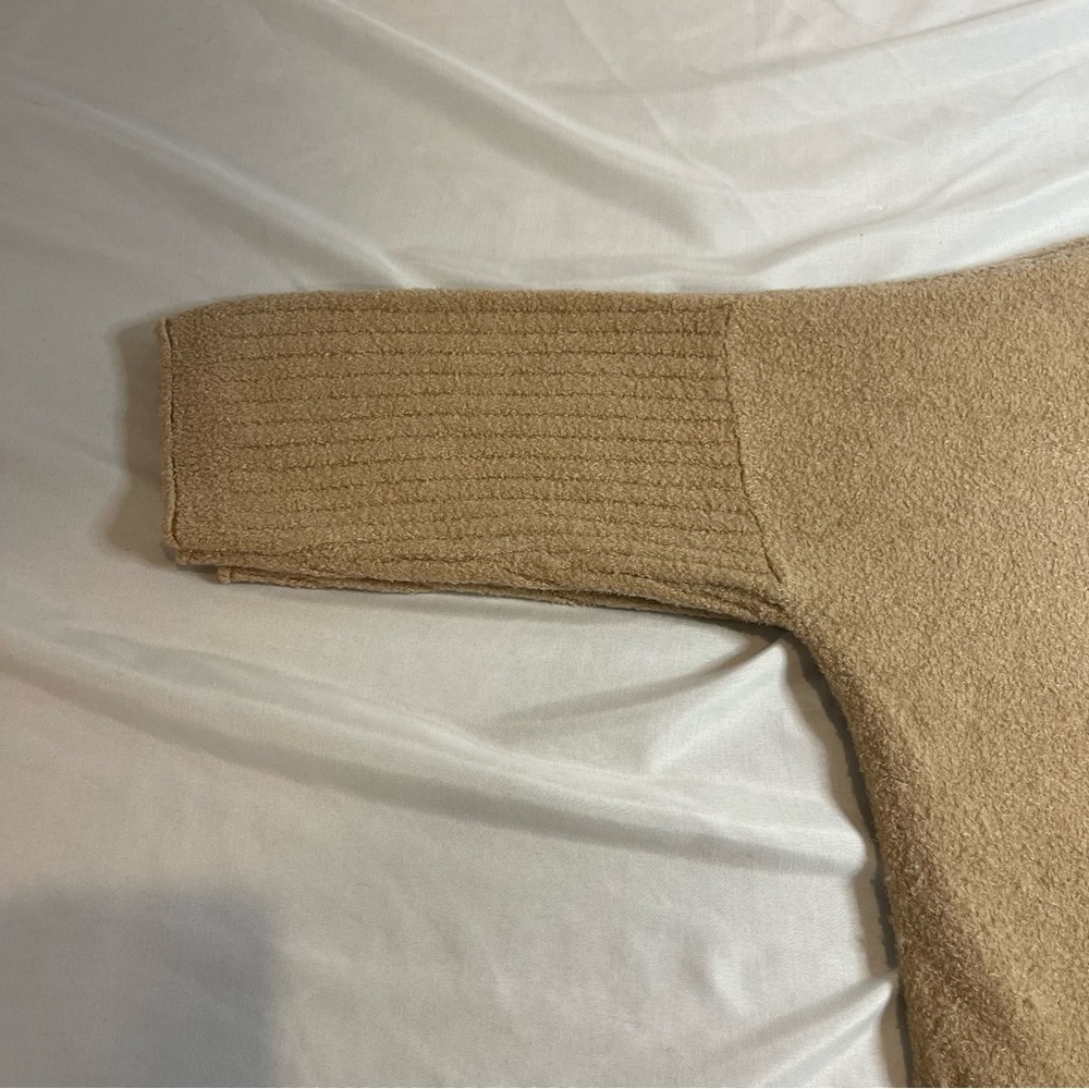 Barefoot Dreams Cozy Chic Lite 1/2 Zip Poncho Beige Size L/XL - Picture 14 of 15